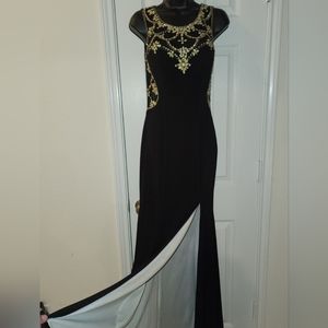 Betsy & Adam Beaded Cut Out Sheer Dress